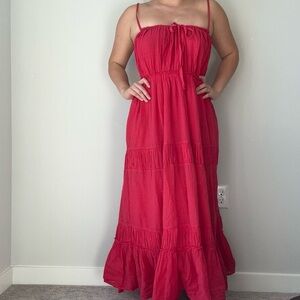 Cherry Red Free People Boho Beachy Backless Maxi Dress - Medium
